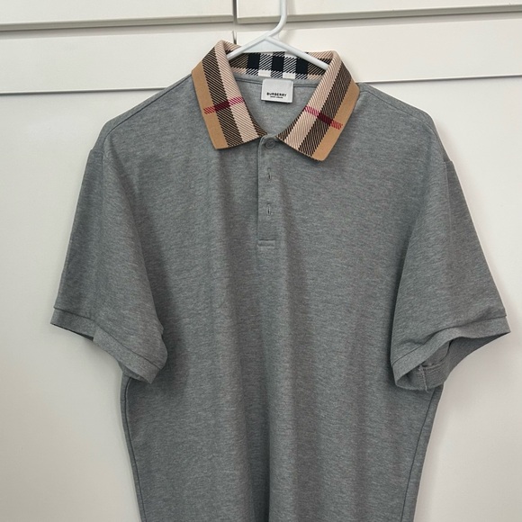 Burberry Polo Shirt with Check Collar - Picture 2 of 4